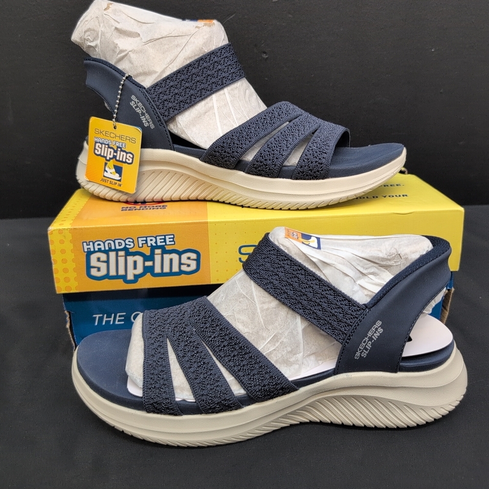 Skechers Slip Ins Washable Knit Ultra Flex 3.0 Sandals Size US 8.5 Navy